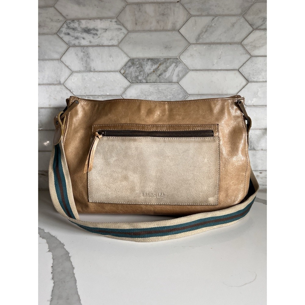 Vintage Principe Made Italy Genuine Leather Suede Shoulder Bag Purse Crossbody